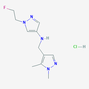 molecular formula C11H17ClFN5 B12232525 N-[(1,5-dimethylpyrazol-4-yl)methyl]-1-(2-fluoroethyl)pyrazol-4-amine;hydrochloride 