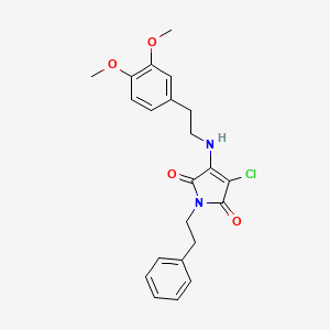 molecular formula C22H23ClN2O4 B1223254 3-Chloro-4-[2-(3,4-dimethoxyphenyl)ethylamino]-1-(2-phenylethyl)pyrrole-2,5-dione 