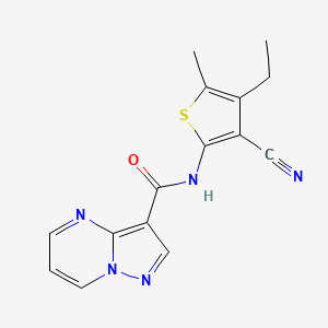 molecular formula C15H13N5OS B1223257 N-(3-cyano-4-ethyl-5-methyl-2-thiophenyl)-3-pyrazolo[1,5-a]pyrimidinecarboxamide 