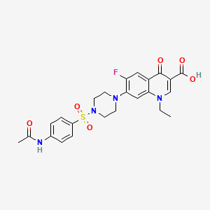 molecular formula C24H25FN4O6S B1223260 7-[4-(4-Acetamidophenyl)sulfonyl-1-piperazinyl]-1-ethyl-6-fluoro-4-oxo-3-quinolinecarboxylic acid 