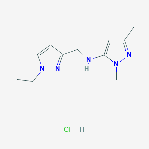 molecular formula C11H18ClN5 B12232600 N-[(1-ethylpyrazol-3-yl)methyl]-2,5-dimethylpyrazol-3-amine;hydrochloride 
