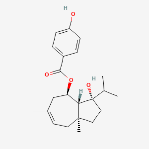 molecular formula C22H30O4 B1223269 [(3S,3aR,4R,8aS)-3-hydroxy-6,8a-dimethyl-3-propan-2-yl-1,2,3a,4,5,8-hexahydroazulen-4-yl] 4-hydroxybenzoate 