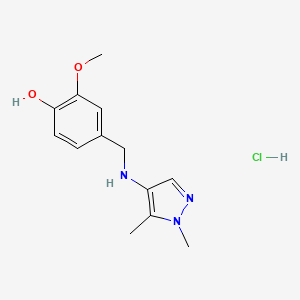 molecular formula C13H18ClN3O2 B12232762 4-[[(1,5-Dimethylpyrazol-4-yl)amino]methyl]-2-methoxyphenol;hydrochloride 