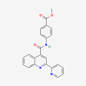 molecular formula C23H17N3O3 B1223277 METHYL 4-[2-(PYRIDIN-2-YL)QUINOLINE-4-AMIDO]BENZOATE 