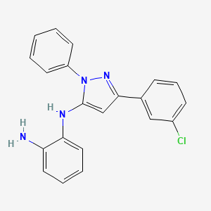 molecular formula C21H17ClN4 B1223283 N2-[5-(3-chlorophenyl)-2-phenyl-3-pyrazolyl]benzene-1,2-diamine 