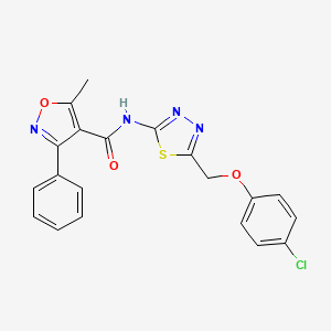 molecular formula C20H15ClN4O3S B1223304 N-{5-[(4-chlorophenoxy)methyl]-1,3,4-thiadiazol-2-yl}-5-methyl-3-phenyl-1,2-oxazole-4-carboxamide 