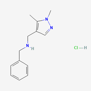 molecular formula C13H18ClN3 B12233064 N-[(1,5-dimethylpyrazol-4-yl)methyl]-1-phenylmethanamine;hydrochloride 