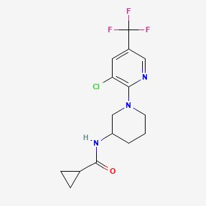 molecular formula C15H17ClF3N3O B12233084 N-{1-[3-chloro-5-(trifluoromethyl)pyridin-2-yl]piperidin-3-yl}cyclopropanecarboxamide 