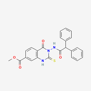 molecular formula C24H19N3O4S B1223310 METHYL 3-[(2,2-DIPHENYLACETYL)AMINO]-4-OXO-2-THIOXO-1,2,3,4-TETRAHYDRO-7-QUINAZOLINECARBOXYLATE 