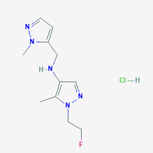 molecular formula C11H17ClFN5 B12233127 1-(2-fluoroethyl)-5-methyl-N-[(2-methylpyrazol-3-yl)methyl]pyrazol-4-amine;hydrochloride 