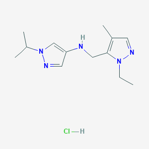 molecular formula C13H22ClN5 B12233182 N-[(1-ethyl-4-methyl-1H-pyrazol-5-yl)methyl]-1-isopropyl-1H-pyrazol-4-amine 