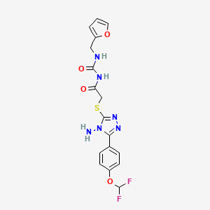 molecular formula C17H16F2N6O4S B1223319 2-[[4-amino-5-[4-(difluoromethoxy)phenyl]-1,2,4-triazol-3-yl]thio]-N-[(2-furanylmethylamino)-oxomethyl]acetamide 