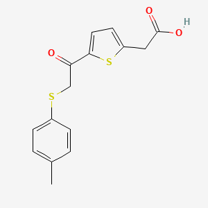 molecular formula C15H14O3S2 B1223322 2-[5-[2-[(4-Methylphenyl)thio]-1-oxoethyl]-2-thiophenyl]acetic acid 