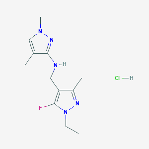 molecular formula C12H19ClFN5 B12233221 N-[(1-ethyl-5-fluoro-3-methylpyrazol-4-yl)methyl]-1,4-dimethylpyrazol-3-amine;hydrochloride 