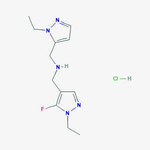 molecular formula C12H19ClFN5 B12233268 1-(1-ethyl-5-fluoro-1H-pyrazol-4-yl)-N-[(1-ethyl-1H-pyrazol-5-yl)methyl]methanamine 