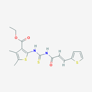 molecular formula C17H18N2O3S3 B1223336 Ethyl 4,5-dimethyl-2-[({[3-(2-thienyl)acryloyl]amino}carbonothioyl)amino]-3-thiophenecarboxylate 