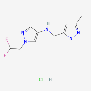 molecular formula C11H16ClF2N5 B12233445 1-(2,2-difluoroethyl)-N-[(2,5-dimethylpyrazol-3-yl)methyl]pyrazol-4-amine;hydrochloride 