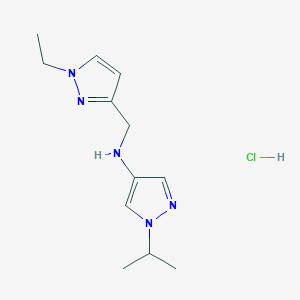 molecular formula C12H20ClN5 B12233520 N-[(1-ethyl-1H-pyrazol-3-yl)methyl]-1-isopropyl-1H-pyrazol-4-amine 