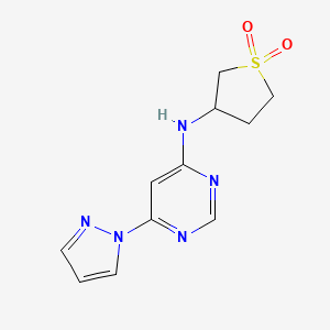 molecular formula C11H13N5O2S B12233556 N-(1,1-dioxothiolan-3-yl)-6-pyrazol-1-ylpyrimidin-4-amine 
