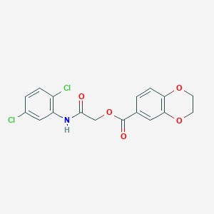 molecular formula C17H13Cl2NO5 B1223357 2,3-Dihydro-1,4-benzodioxin-6-carboxylic acid [2-(2,5-dichloroanilino)-2-oxoethyl] ester 