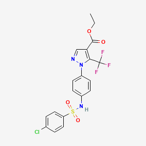 molecular formula C19H15ClF3N3O4S B1223368 Ethyl 1-[4-(4-chlorobenzenesulfonamido)phenyl]-5-(trifluoromethyl)pyrazole-4-carboxylate 