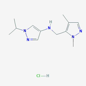 molecular formula C12H20ClN5 B12233684 N-[(1,4-dimethyl-1H-pyrazol-5-yl)methyl]-1-isopropyl-1H-pyrazol-4-amine 