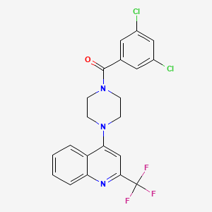 molecular formula C21H16Cl2F3N3O B1223369 (3,5-Dichlorophenyl)-[4-[2-(trifluoromethyl)-4-quinolinyl]-1-piperazinyl]methanone 