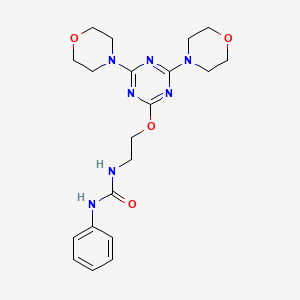 molecular formula C20H27N7O4 B1223372 3-(2-{[4,6-BIS(MORPHOLIN-4-YL)-1,3,5-TRIAZIN-2-YL]OXY}ETHYL)-1-PHENYLUREA 
