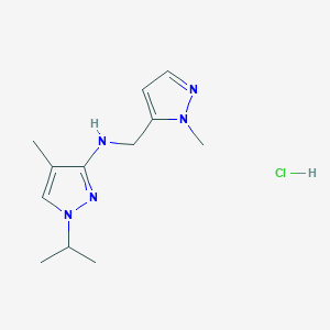 molecular formula C12H20ClN5 B12233807 1-isopropyl-4-methyl-N-[(1-methyl-1H-pyrazol-5-yl)methyl]-1H-pyrazol-3-amine 