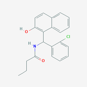 molecular formula C21H20ClNO2 B1223384 N-[(2-chlorophenyl)-(2-hydroxy-1-naphthalenyl)methyl]butanamide 