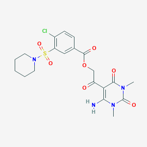 molecular formula C20H23ClN4O7S B1223388 [2-(4-Amino-1,3-dimethyl-2,6-dioxopyrimidin-5-yl)-2-oxoethyl] 4-chloro-3-piperidin-1-ylsulfonylbenzoate 