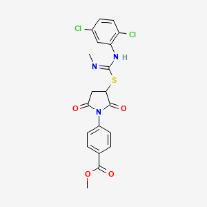 molecular formula C20H17Cl2N3O4S B1223403 METHYL 4-(3-{[(E)-N'-(2,5-DICHLOROPHENYL)-N-METHYLCARBAMIMIDOYL]SULFANYL}-2,5-DIOXOPYRROLIDIN-1-YL)BENZOATE 