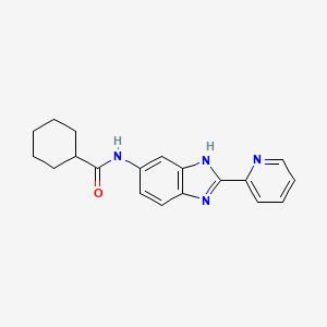 N-[2-(2-pyridinyl)-3H-benzimidazol-5-yl]cyclohexanecarboxamide