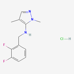 molecular formula C12H14ClF2N3 B12234100 N-[(2,3-difluorophenyl)methyl]-2,4-dimethylpyrazol-3-amine;hydrochloride 