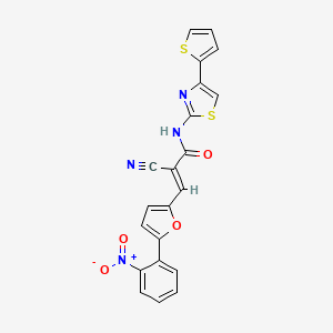 (E)-2-cyano-3-[5-(2-nitrophenyl)furan-2-yl]-N-(4-thiophen-2-yl-1,3-thiazol-2-yl)prop-2-enamide