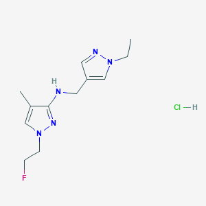 molecular formula C12H19ClFN5 B12234337 N-[(1-ethylpyrazol-4-yl)methyl]-1-(2-fluoroethyl)-4-methylpyrazol-3-amine;hydrochloride 