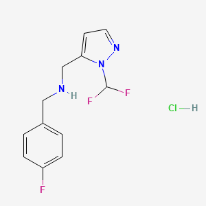 molecular formula C12H13ClF3N3 B12234435 1-[1-(Difluoromethyl)-1h-pyrazol-5-yl]-n-(4-fluorobenzyl)methanamine 