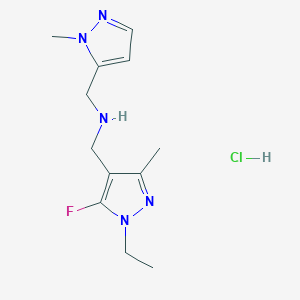 molecular formula C12H19ClFN5 B12234463 1-(1-ethyl-5-fluoro-3-methyl-1H-pyrazol-4-yl)-N-[(1-methyl-1H-pyrazol-5-yl)methyl]methanamine 