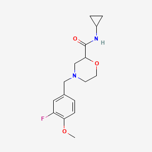 molecular formula C16H21FN2O3 B12234485 N-cyclopropyl-4-[(3-fluoro-4-methoxyphenyl)methyl]morpholine-2-carboxamide 