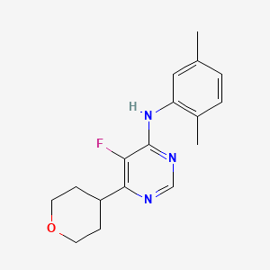 molecular formula C17H20FN3O B12234515 N-(2,5-dimethylphenyl)-5-fluoro-6-(oxan-4-yl)pyrimidin-4-amine 