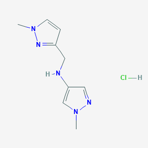 molecular formula C9H14ClN5 B12234518 1-methyl-N-[(1-methylpyrazol-3-yl)methyl]pyrazol-4-amine;hydrochloride 
