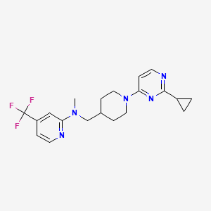 molecular formula C20H24F3N5 B12234538 N-{[1-(2-cyclopropylpyrimidin-4-yl)piperidin-4-yl]methyl}-N-methyl-4-(trifluoromethyl)pyridin-2-amine 