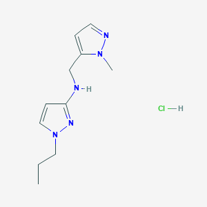 molecular formula C11H18ClN5 B12234542 N-[(2-methylpyrazol-3-yl)methyl]-1-propylpyrazol-3-amine;hydrochloride 