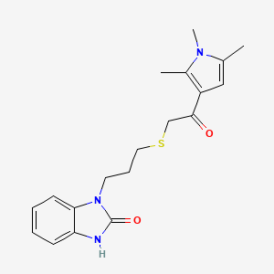 molecular formula C19H23N3O2S B1223456 3-[3-[[2-oxo-2-(1,2,5-trimethyl-3-pyrrolyl)ethyl]thio]propyl]-1H-benzimidazol-2-one 