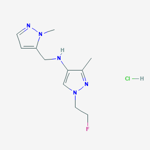 molecular formula C11H17ClFN5 B12234569 1-(2-fluoroethyl)-3-methyl-N-[(2-methylpyrazol-3-yl)methyl]pyrazol-4-amine;hydrochloride 