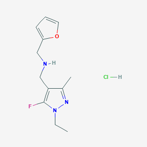 molecular formula C12H17ClFN3O B12234573 1-(1-ethyl-5-fluoro-3-methyl-1H-pyrazol-4-yl)-N-(2-furylmethyl)methanamine 