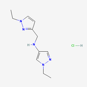 molecular formula C11H18ClN5 B12234624 1-ethyl-N-[(1-ethylpyrazol-3-yl)methyl]pyrazol-4-amine;hydrochloride 