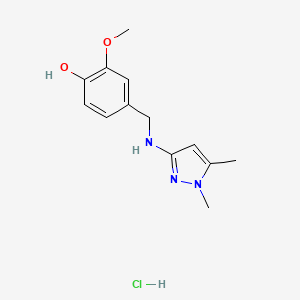 molecular formula C13H18ClN3O2 B12234636 4-[[(1,5-Dimethylpyrazol-3-yl)amino]methyl]-2-methoxyphenol;hydrochloride 