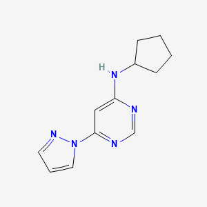 molecular formula C12H15N5 B12234656 N-cyclopentyl-6-(1H-pyrazol-1-yl)pyrimidin-4-amine 