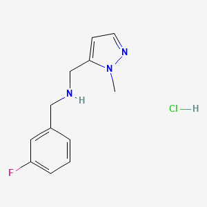 molecular formula C12H15ClFN3 B12234679 1-(3-fluorophenyl)-N-[(1-methyl-1H-pyrazol-5-yl)methyl]methanamine 